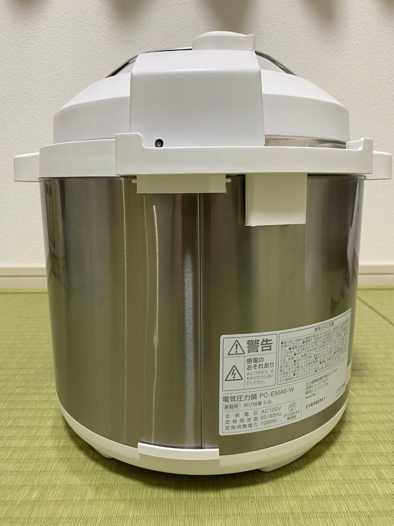 アイリスオーヤマ 6.0L ホワイト 電気圧力鍋 PC-EMA6-W　新品