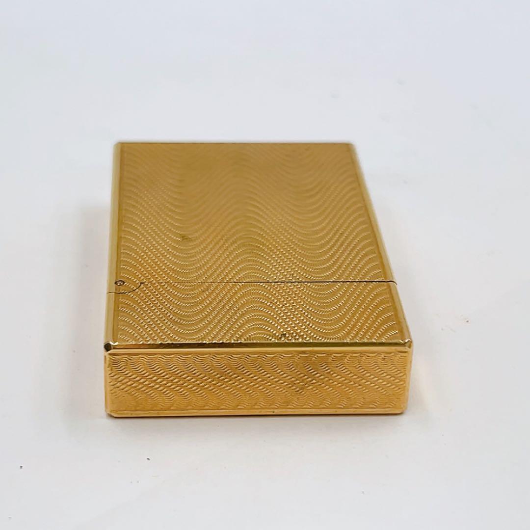 12AB038 S.T.DUPONT ライター 金色 ライン2 火花OK 波模様