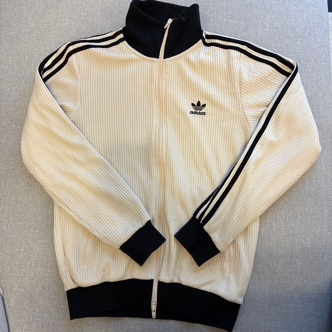 adidas アイボリー ジップアップジャージ M adidas アイボリー ジップアップジャージ M - トップス新 モデル