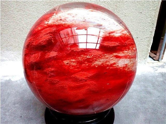 在庫処分」229mm 18325g超綺麗赤水晶丸玉B81E1/733E02D