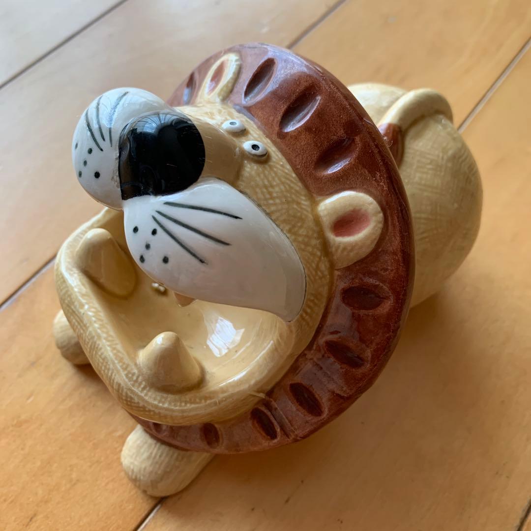 RUNE 内藤ルネ 昭和レトロ 貯金箱 ライオン 陶器 日本製 当時もの