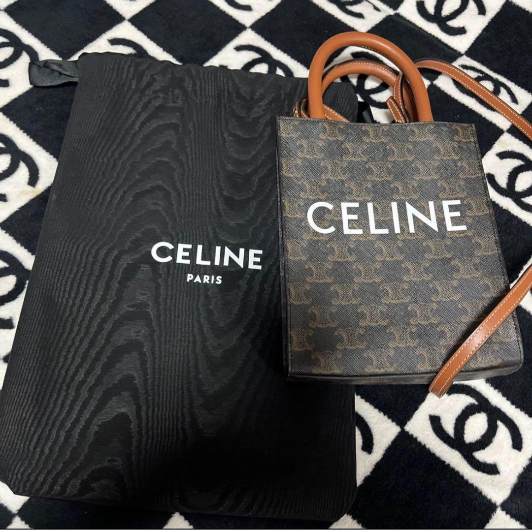 CELINE ミニショルダーバッグ ブラウン セリーヌ ショルダーバッグ ブザス トリオンフ ミニバッグ ブラウン