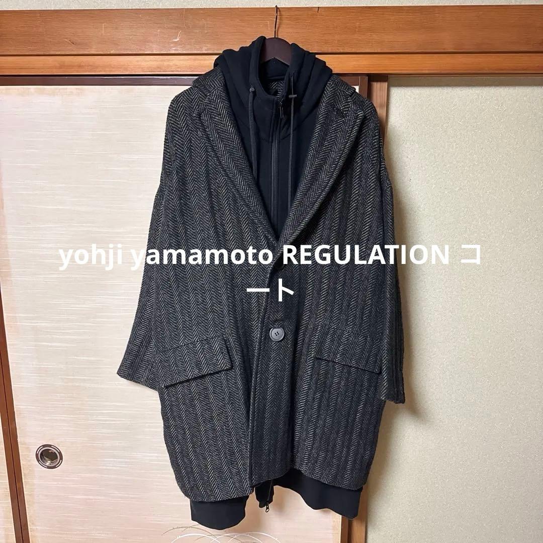 yohji yamamoto REGULATION コート REGULATION FRENCH TERRY HOODED COAT(S Black): Yohji Yamamoto POUR