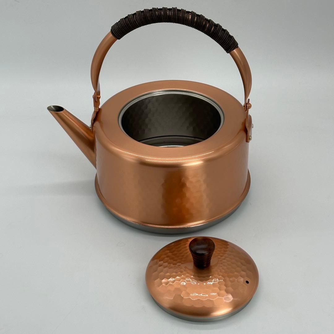 新品未使用 銅製 やかん 3.5L ケトル IH対応 直火 ガス火 大容量 鎚目