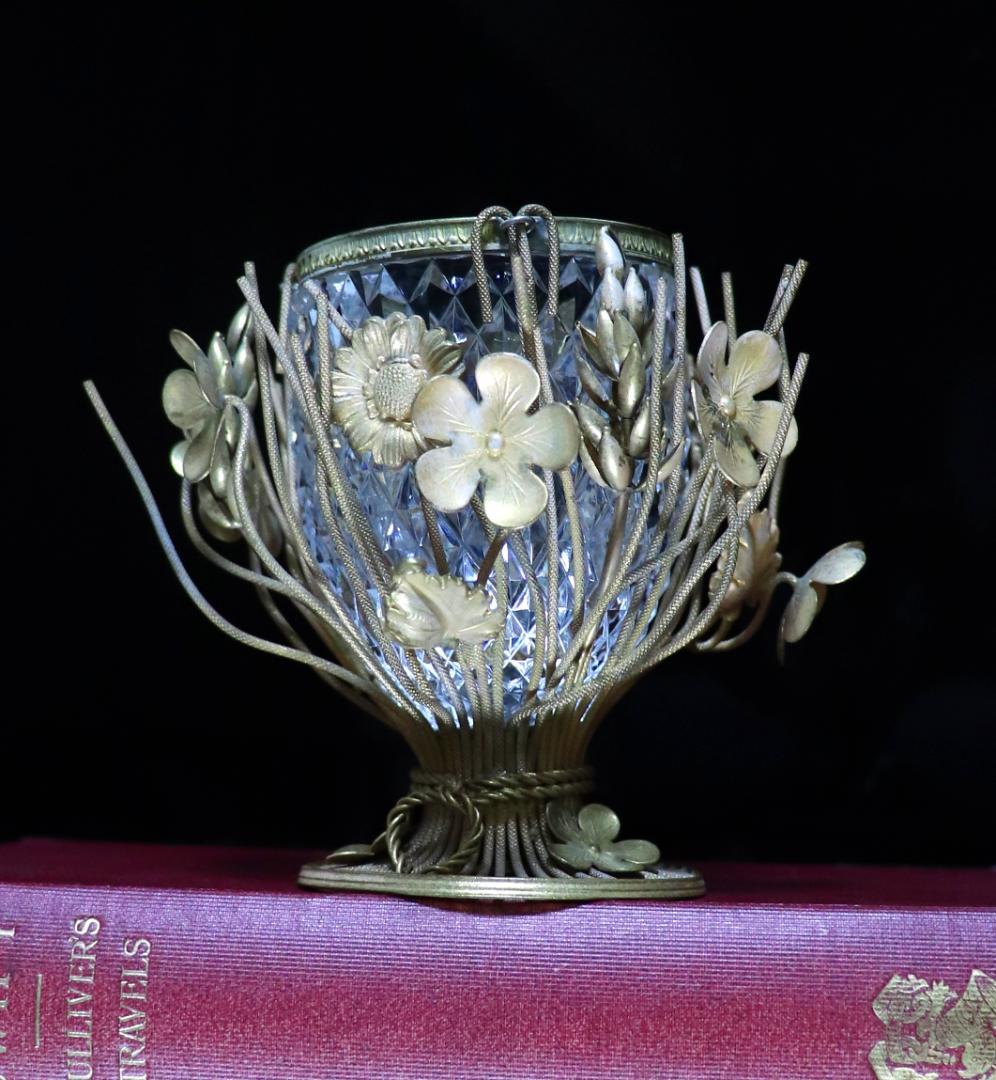 オールド・バカラ 珍品 1890年頃 大型 ブロンズ装飾灰皿 ディアマン