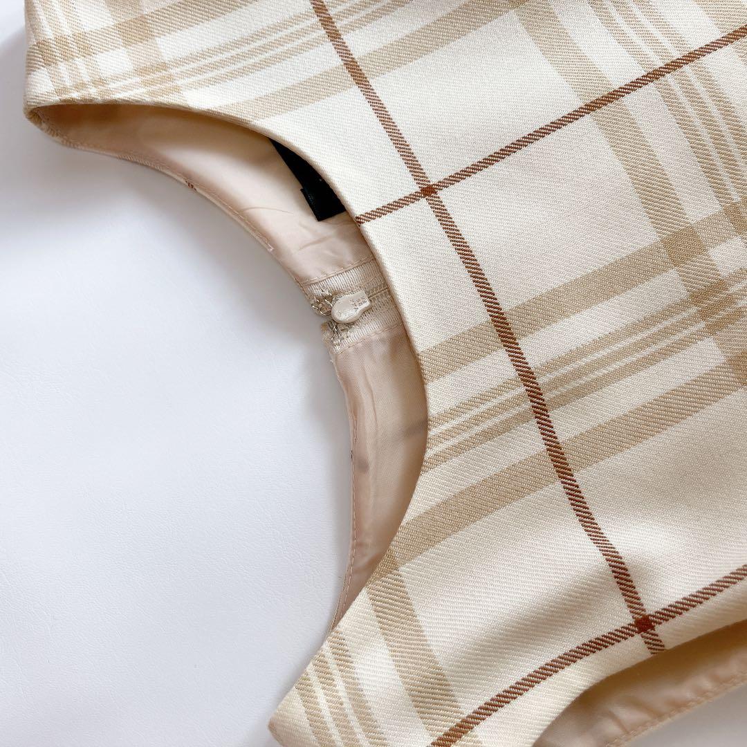 120size ベージュ×チェック 入学 卒園 発表会 セレモニー フォーマル