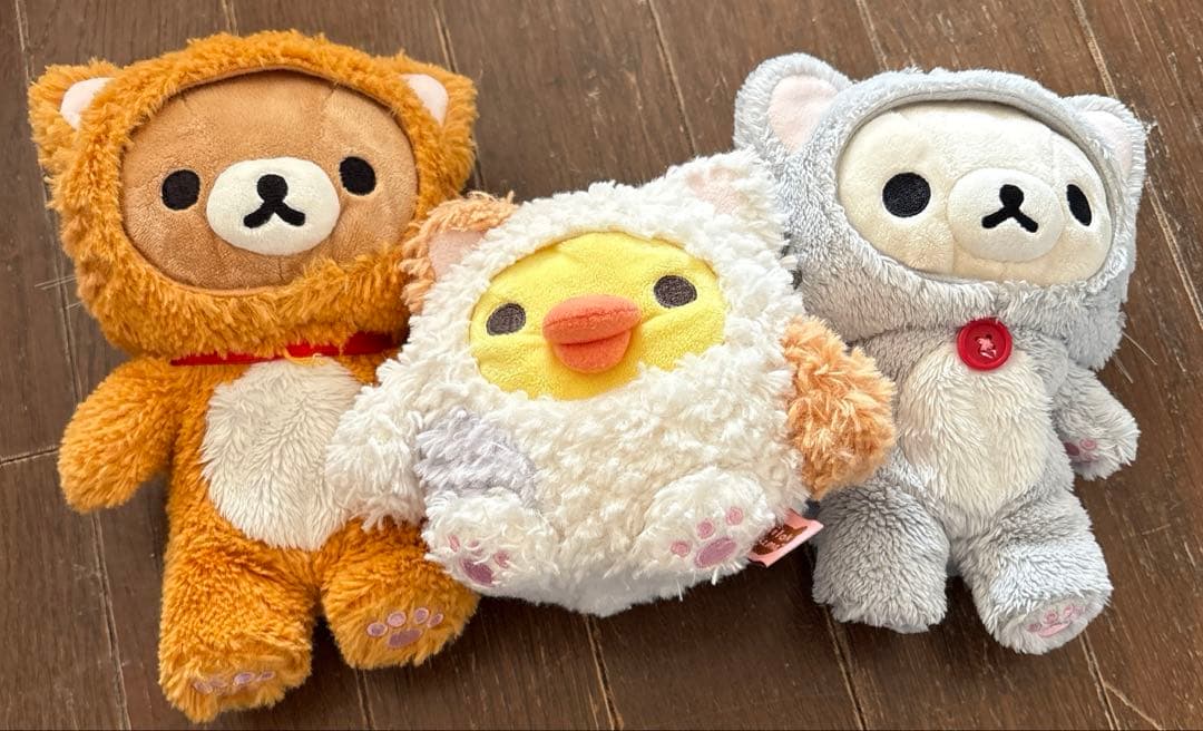 あつめておすわりぬいぐるみ のんびりネコ コリラックマ　リラックマ　キイロイトリ リラックマパンでのんびりネコぬいぐるみ（メロンパンでごろごろ