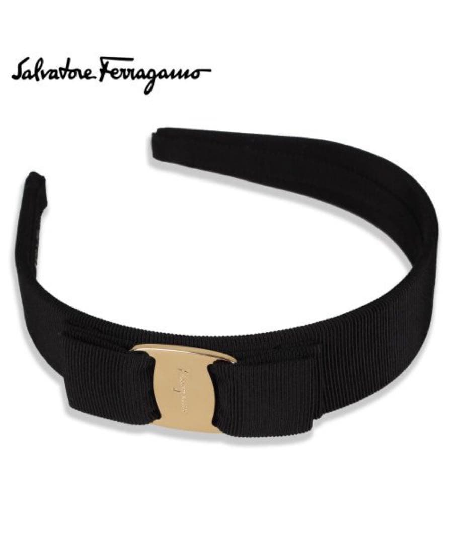 Ferragamo カチューシャ ブラック フェラガモ カチューシャ ヴァラ ヘアバンド ブラック レディース