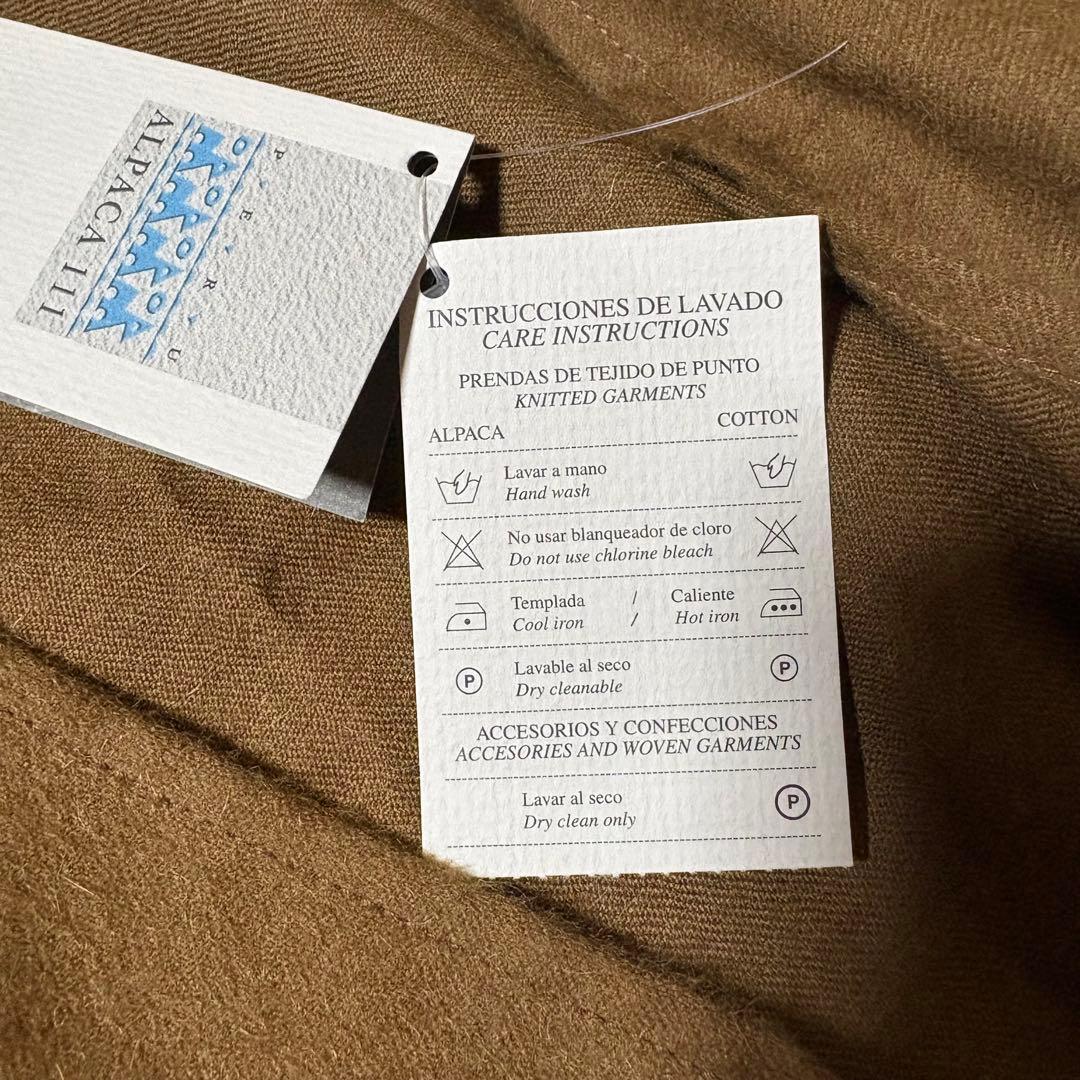 極希少 美品 ベビーアルパカ100% ケープ ブラウン タグ付き 和訳