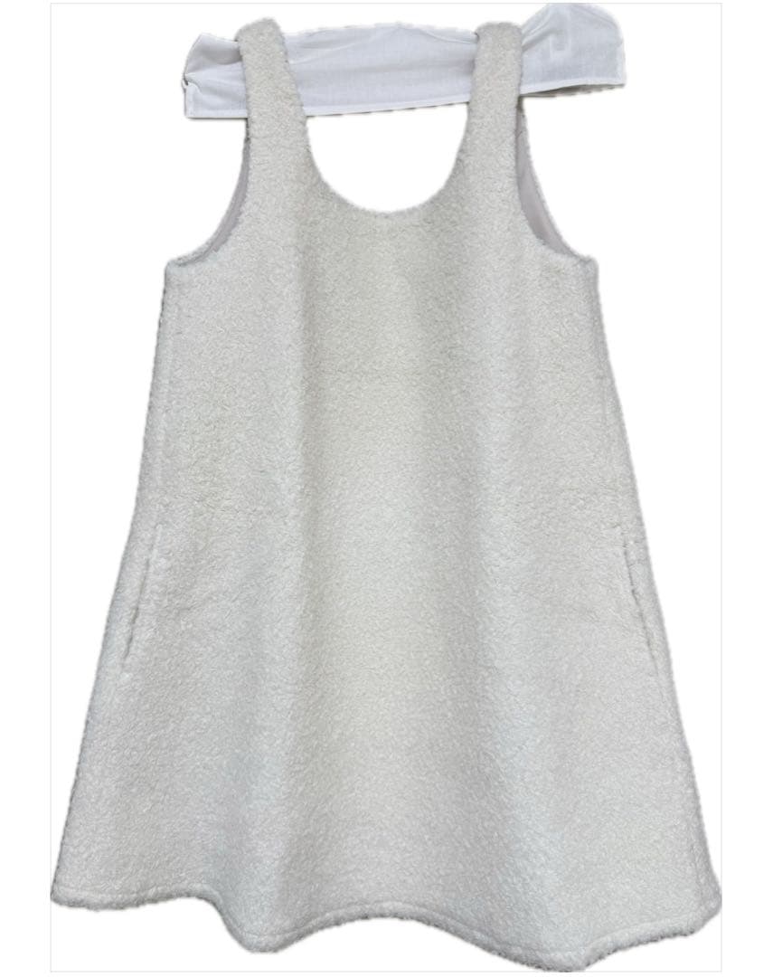 pois】square poodle onepiece / white