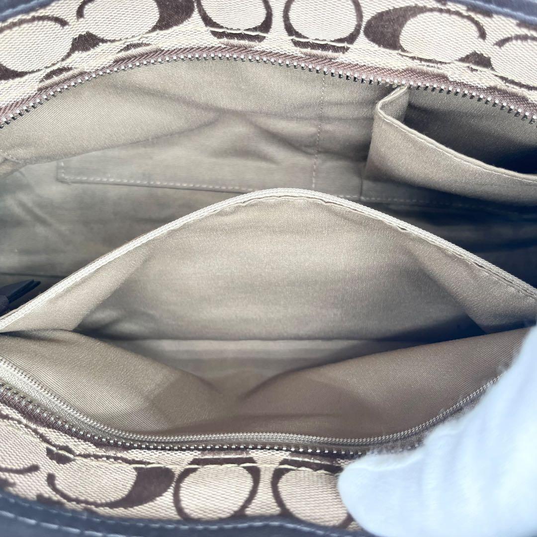 美品 シグネチャー ハンドバッグ レザー ブラウン 13975 コーチ 83