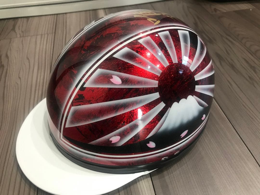ラメ 富士日章 コルク半 ヘルメット 旧車會 三段シート ロケットカウル