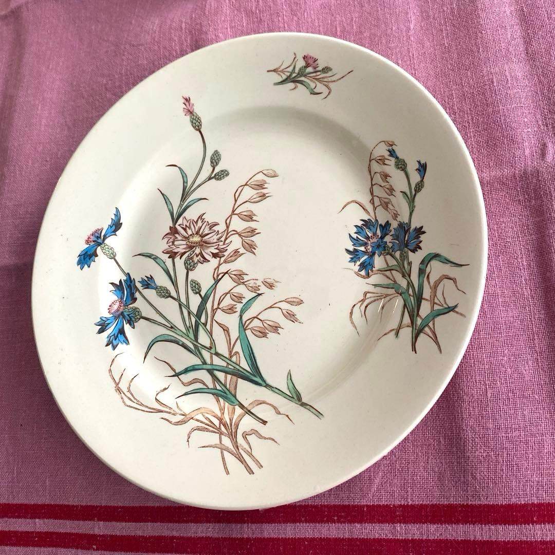 フランスアンティーク LunevilleリュネヴィルBLEUET 矢車菊皿【C