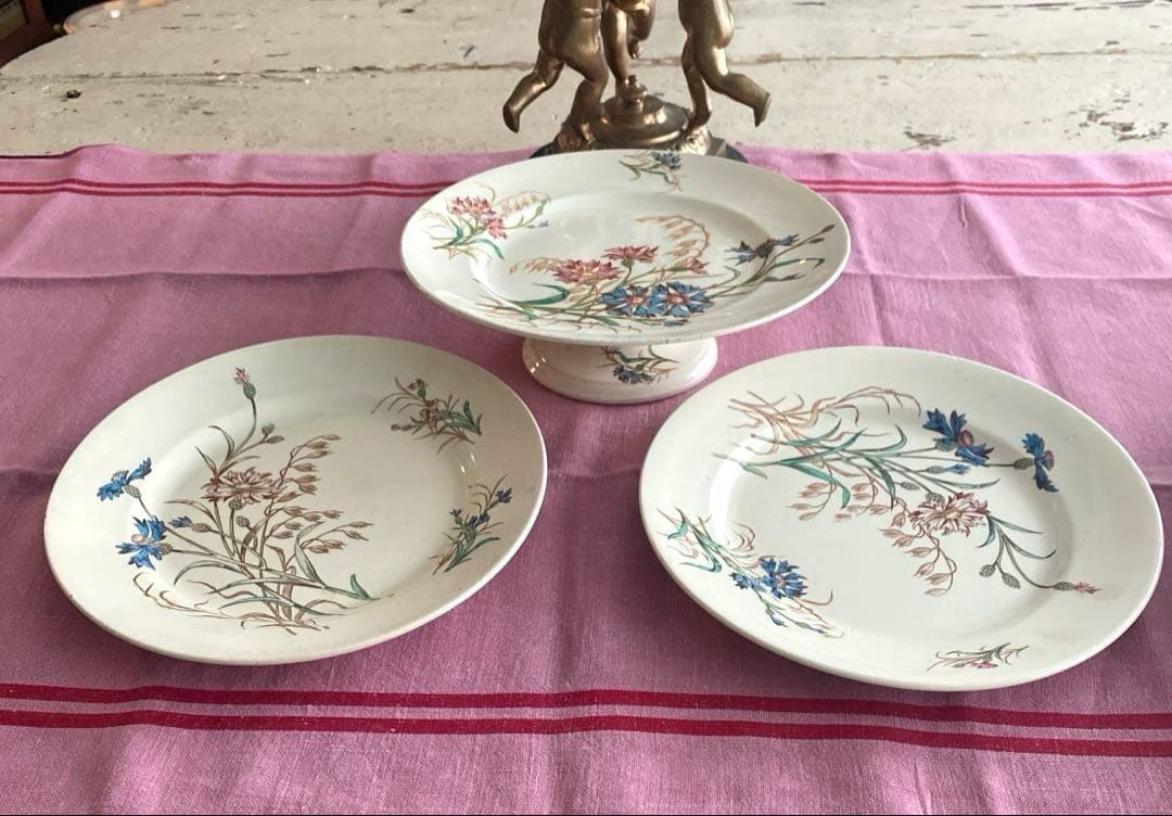 フランスアンティーク LunevilleリュネヴィルBLEUET 矢車菊皿【C