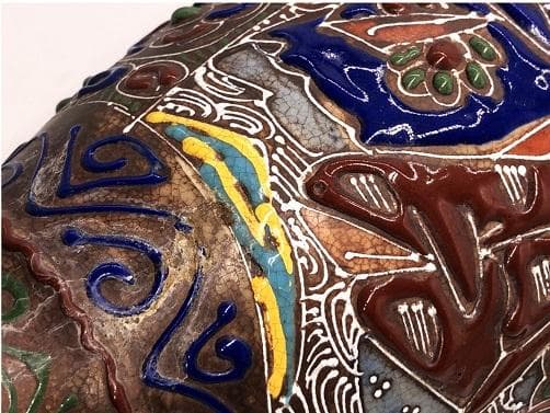 薩摩焼 粉彩貴人図双耳花生 】 高31．5cm 明治初期