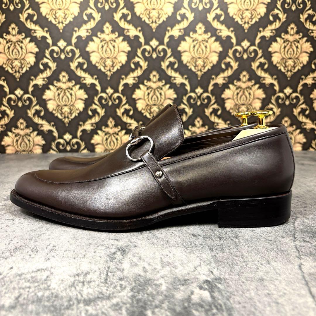 【美品】27.5cm グッチ ホースビット ローファ― 茶色 レザー ビジネス