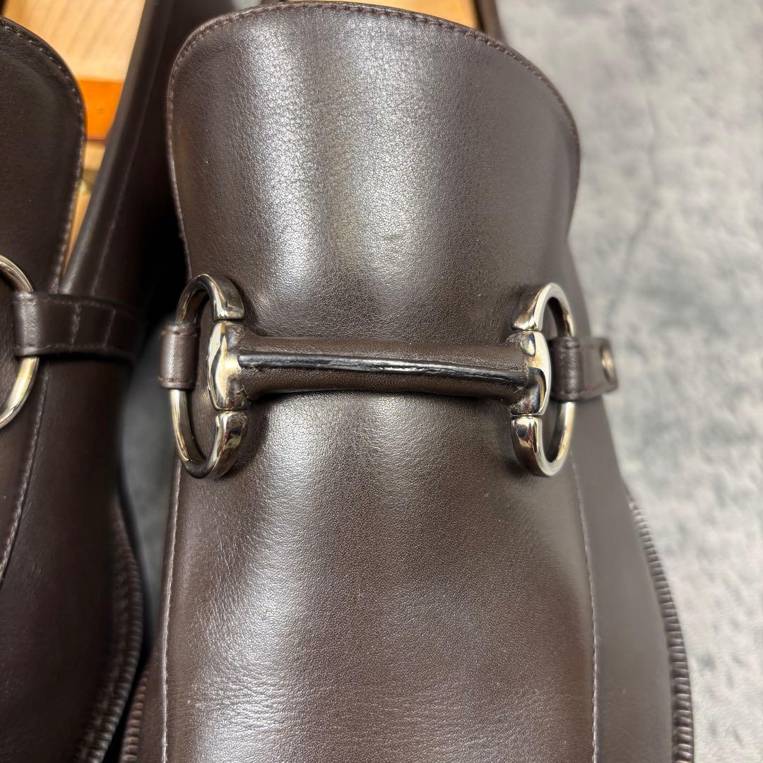 【美品】27.5cm グッチ ホースビット ローファ― 茶色 レザー ビジネス
