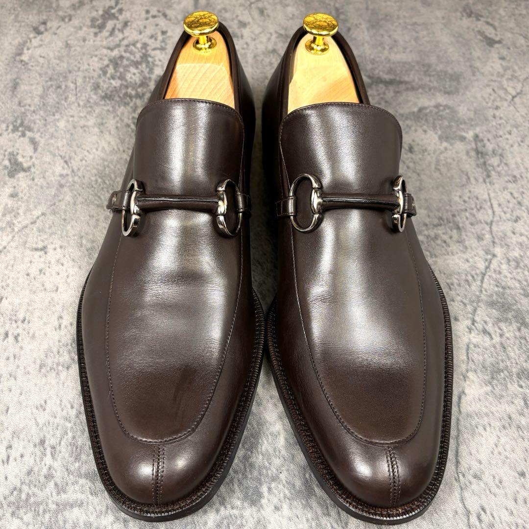 【美品】27.5cm グッチ ホースビット ローファ― 茶色 レザー ビジネス