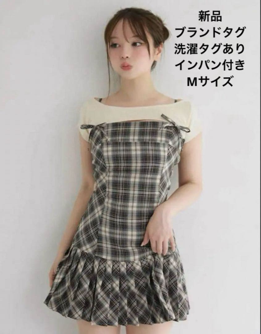 andmary Karen check mini dress beige s（【ANDMARY】Karen knit set