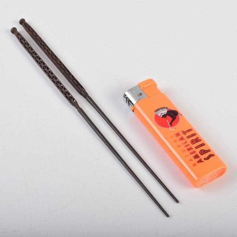 茶道具 古鉄 四方すかし飾 火箸 時代箱 V 8962