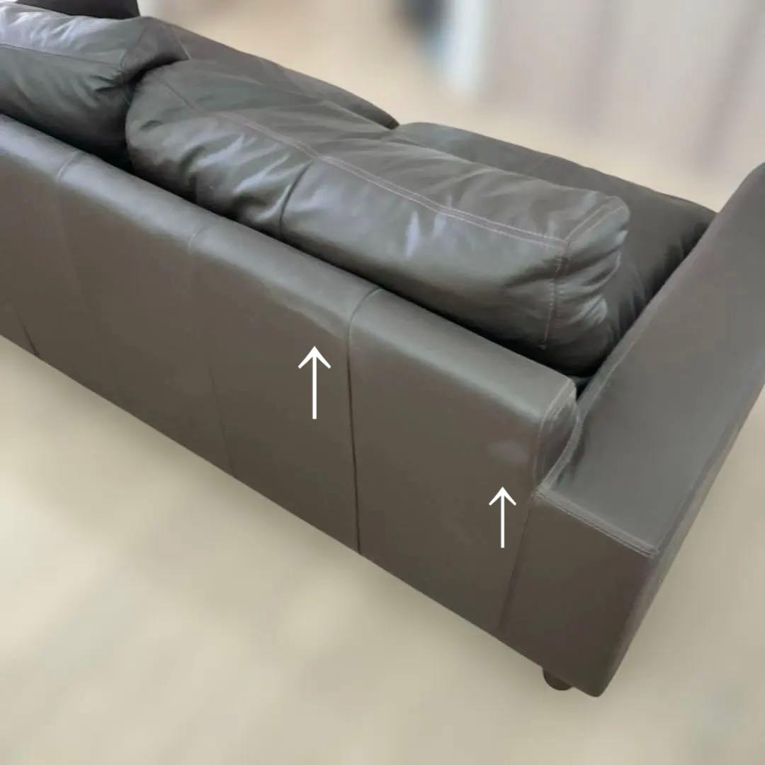 無印良品 本革張り ワイドアーム ソファ 2.5S ダークブラウン　 IDEE