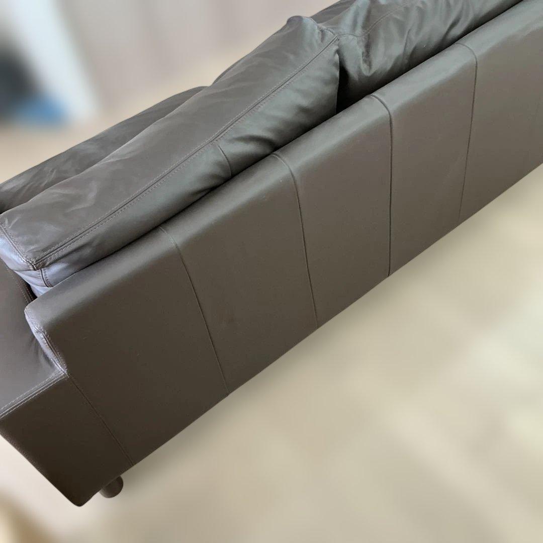 無印良品 本革張り ワイドアーム ソファ 2.5S ダークブラウン　 IDEE