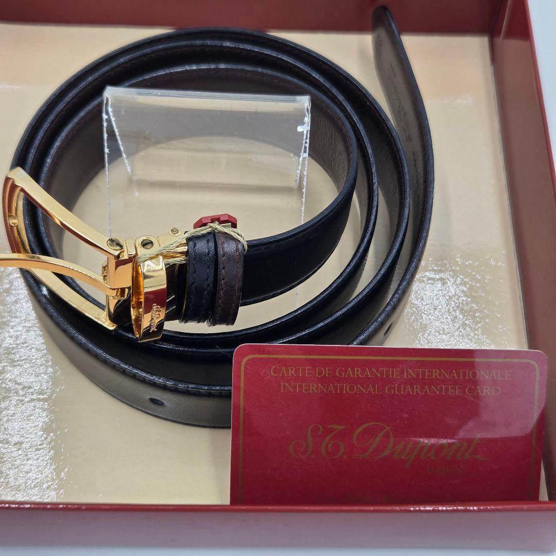 【美品】 エスティーデュポン S.T.DUPONT レザーベルト ブラック
