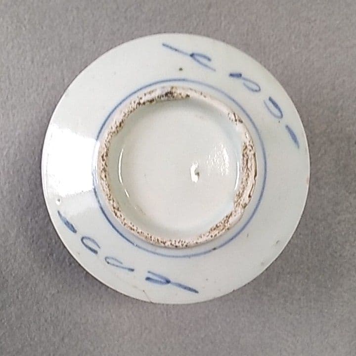 古伊万里菊に菱井桁文半筒型蕎麦猪口 古伊万里蕎麦猪口 古伊万里半筒型