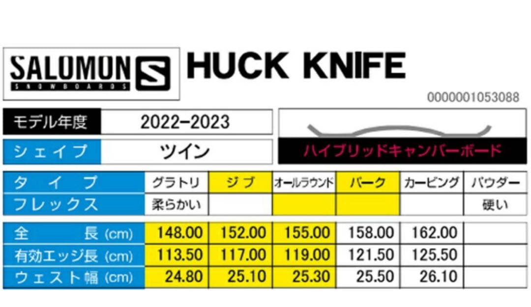 使用3回 SALOMON HUCK KNIFE22-23 155ビンディング付 商品詳細SALOMON
