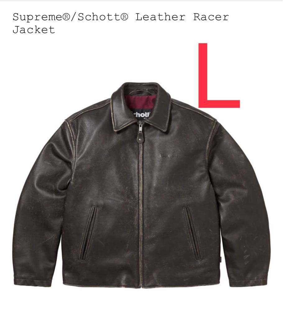 ジャケット・アウター Supreme x Schott Leather Racer Jacket L Supreme Schott Leather Racer Jacket (FW24) - $898
