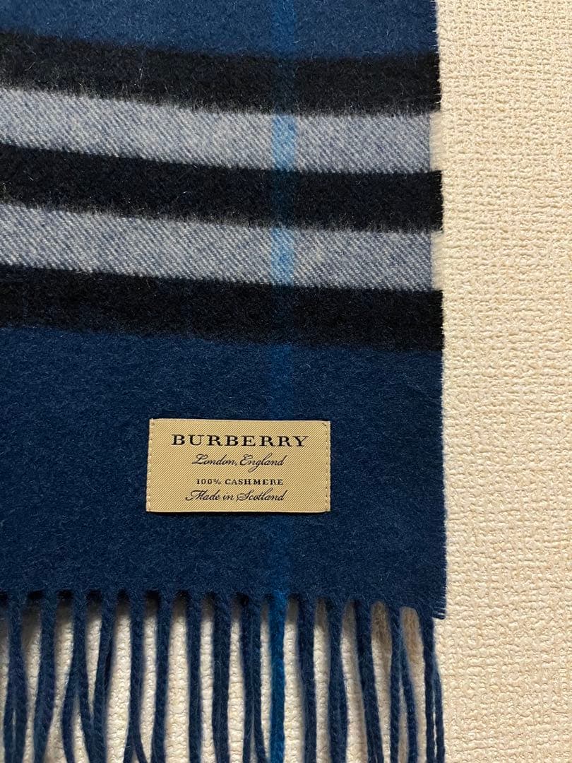 BURBERRY バーバリー マフラー カシミア100％ ブルー系
