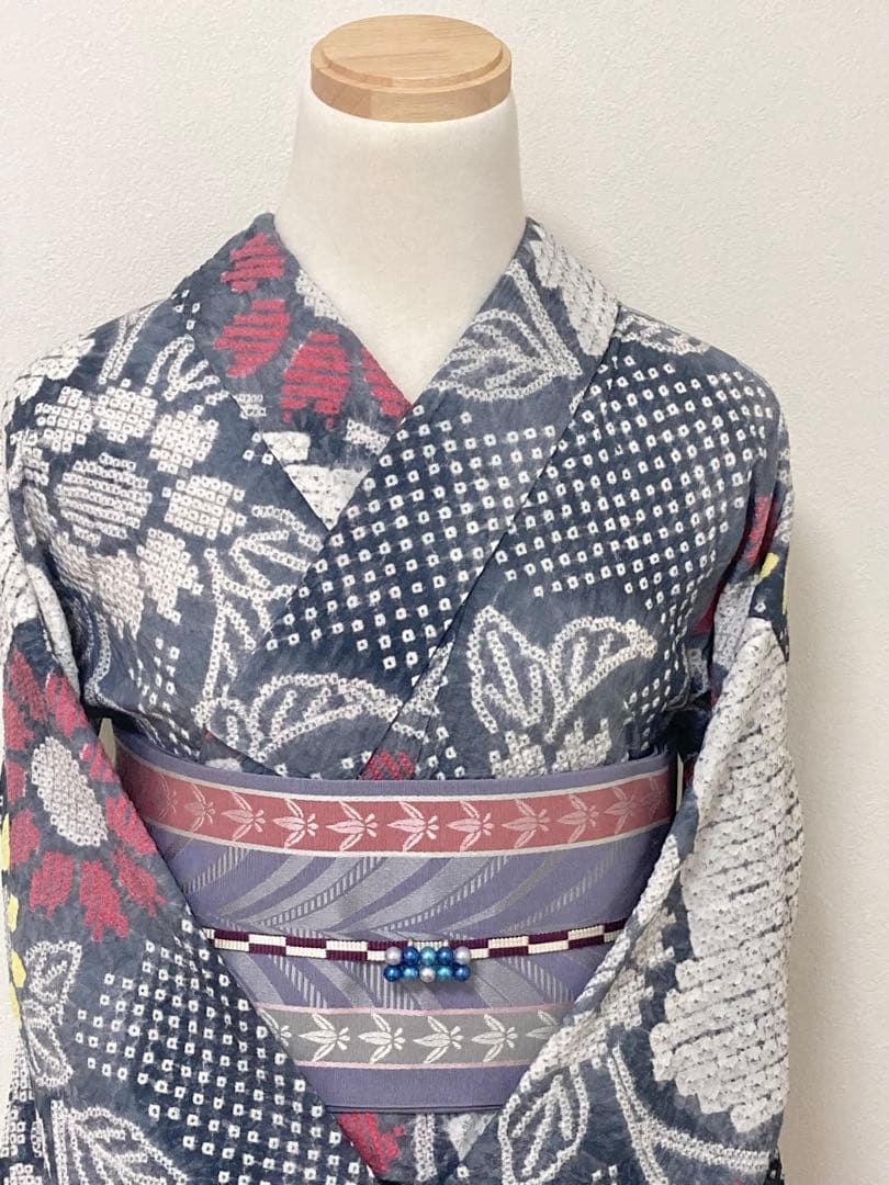 KM　浴衣　有松鳴海絞り　向日葵　裄66cm 有松鳴海絞り】 伝統的工芸品 特選有松絞り浴衣着尺 「向日葵」 丁寧な