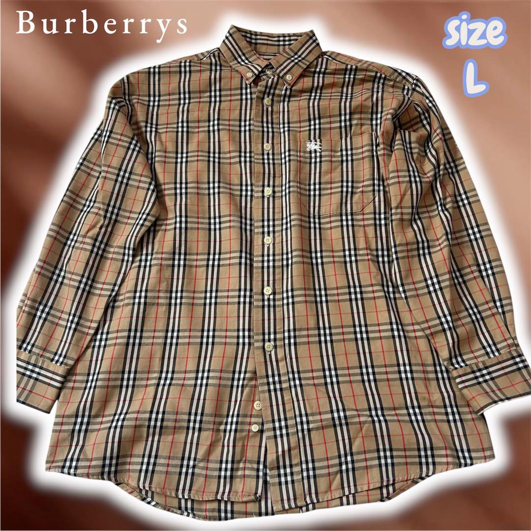 美品✨【Burberrys】バーバリー ノバチェック ホースロゴ 長袖シャツ L BURBERRY（バーバリー） ノバチェック 長袖シャツ NAVY-IP-CHECK