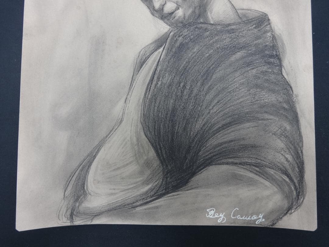 n*e様 鴨居玲 哀愁 肉筆鉛筆画 1967年頃 紙本著色 Rei Kamoi - メルカリ