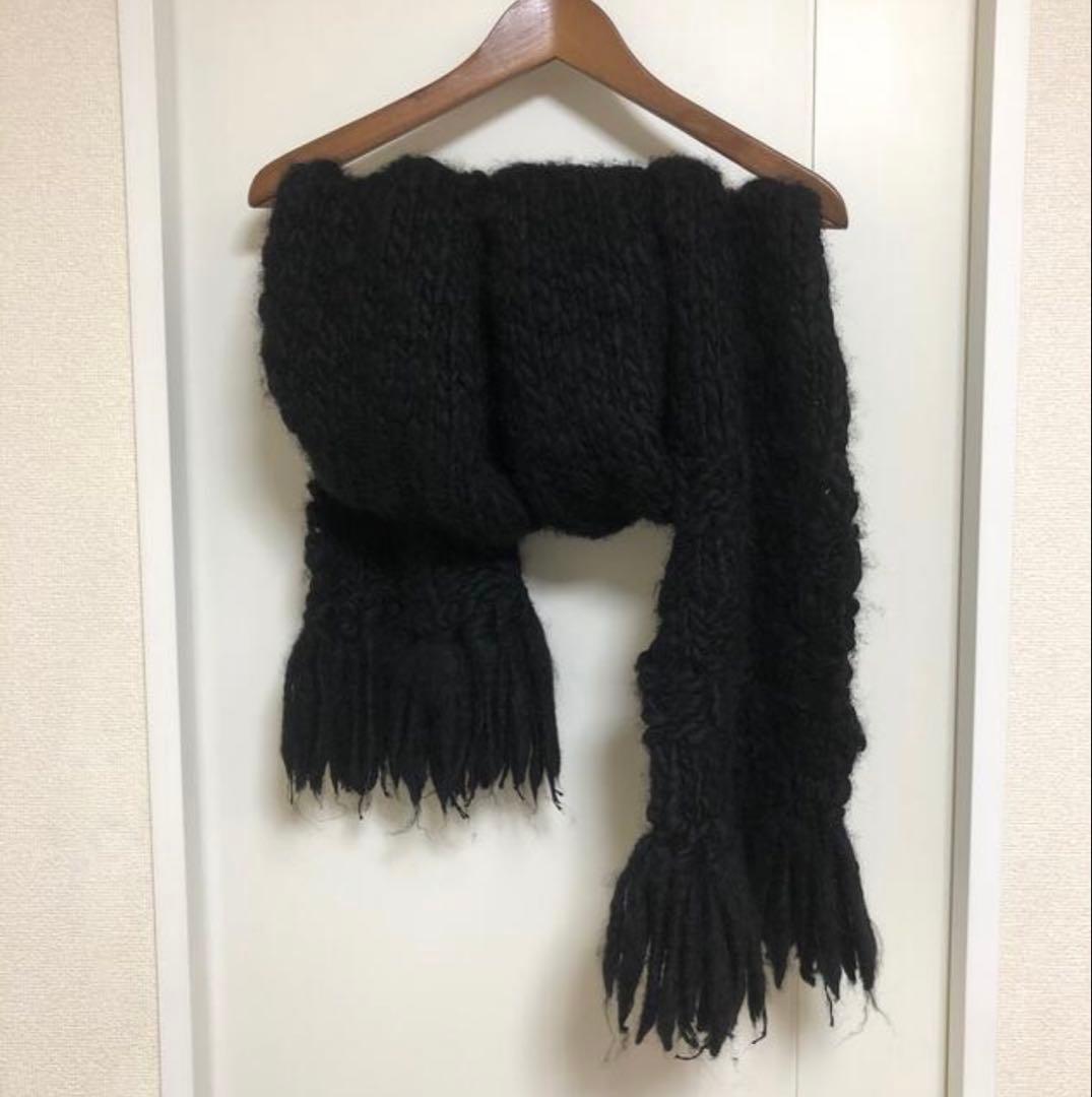 サ*！様 kota gushiken 大判ニットマフラーscarf 黒コータグシの通販は