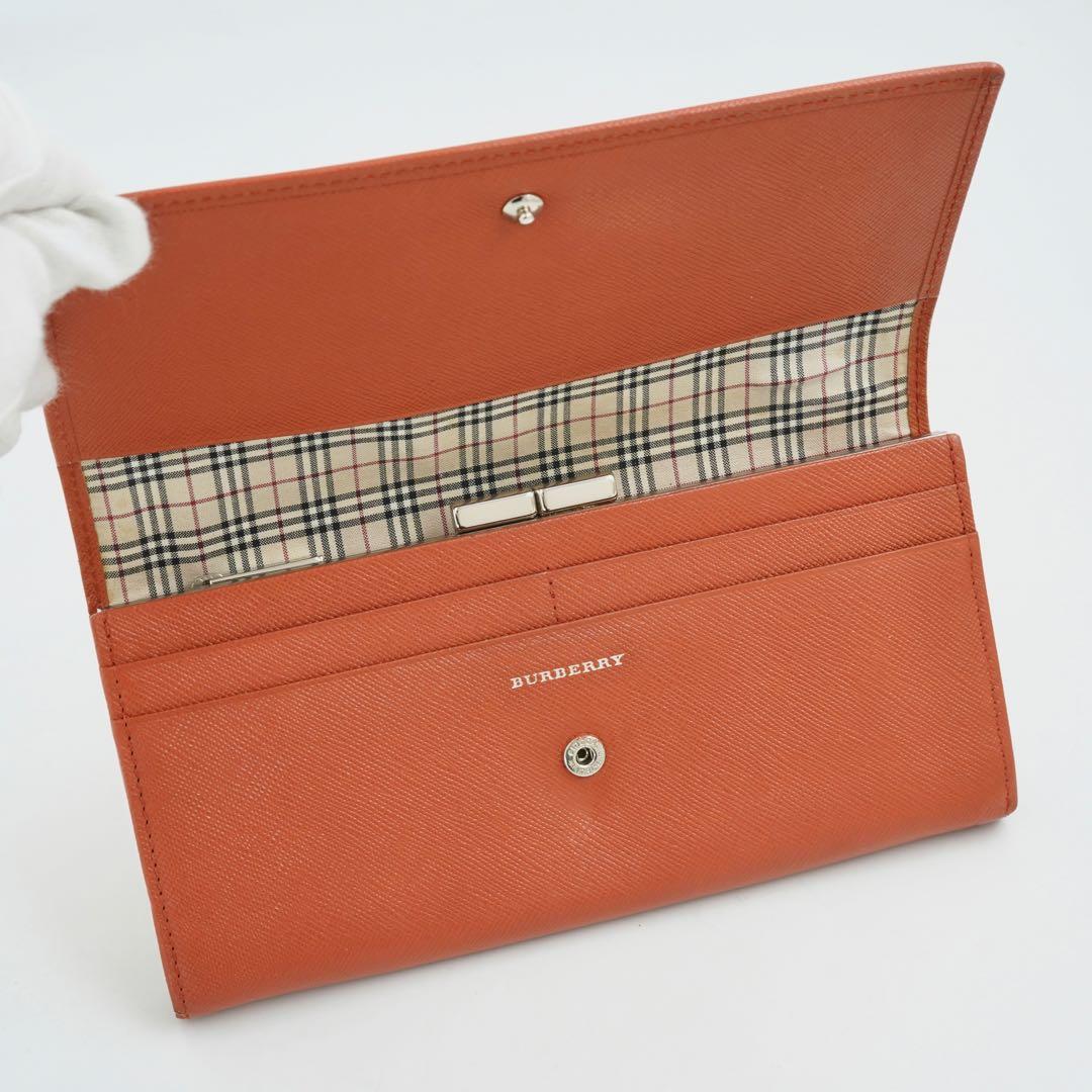 未使用に近い】Burberry ノバチェック チェック柄 金具 がま口 ボタン