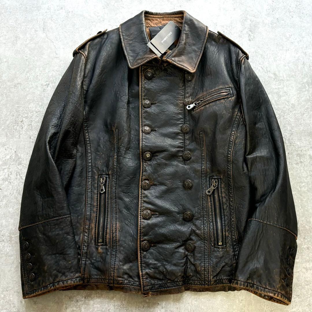 未使用タグ付□XL□DOLCE&GABBANA ラムレザー ナポレオンジャケット