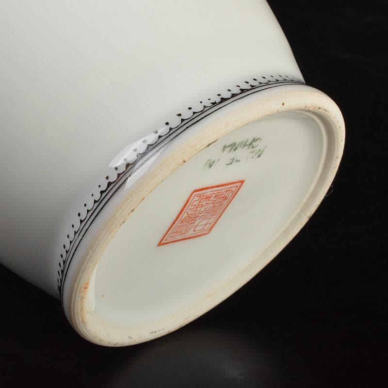 中国 景徳鎮製 粉彩 漢詩孔雀牡丹文瓶 C 6620 - メルカリ