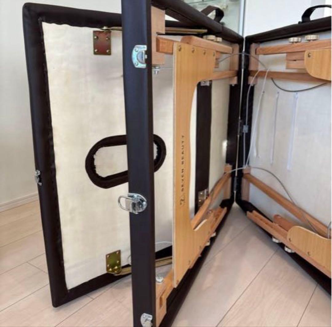 折りたたみ マッサージベッド 木製ダークブラウン スツール ブラウン丸