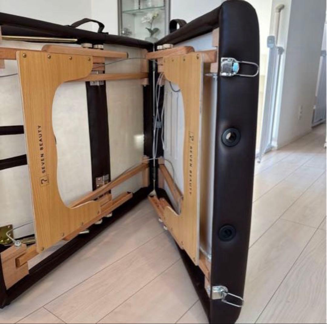 折りたたみ マッサージベッド 木製ダークブラウン スツール ブラウン丸