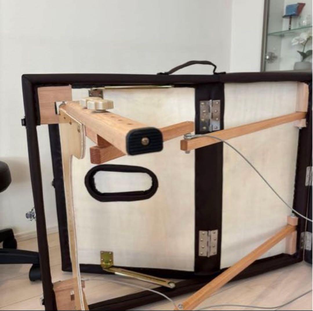 折りたたみ マッサージベッド 木製ダークブラウン スツール ブラウン丸