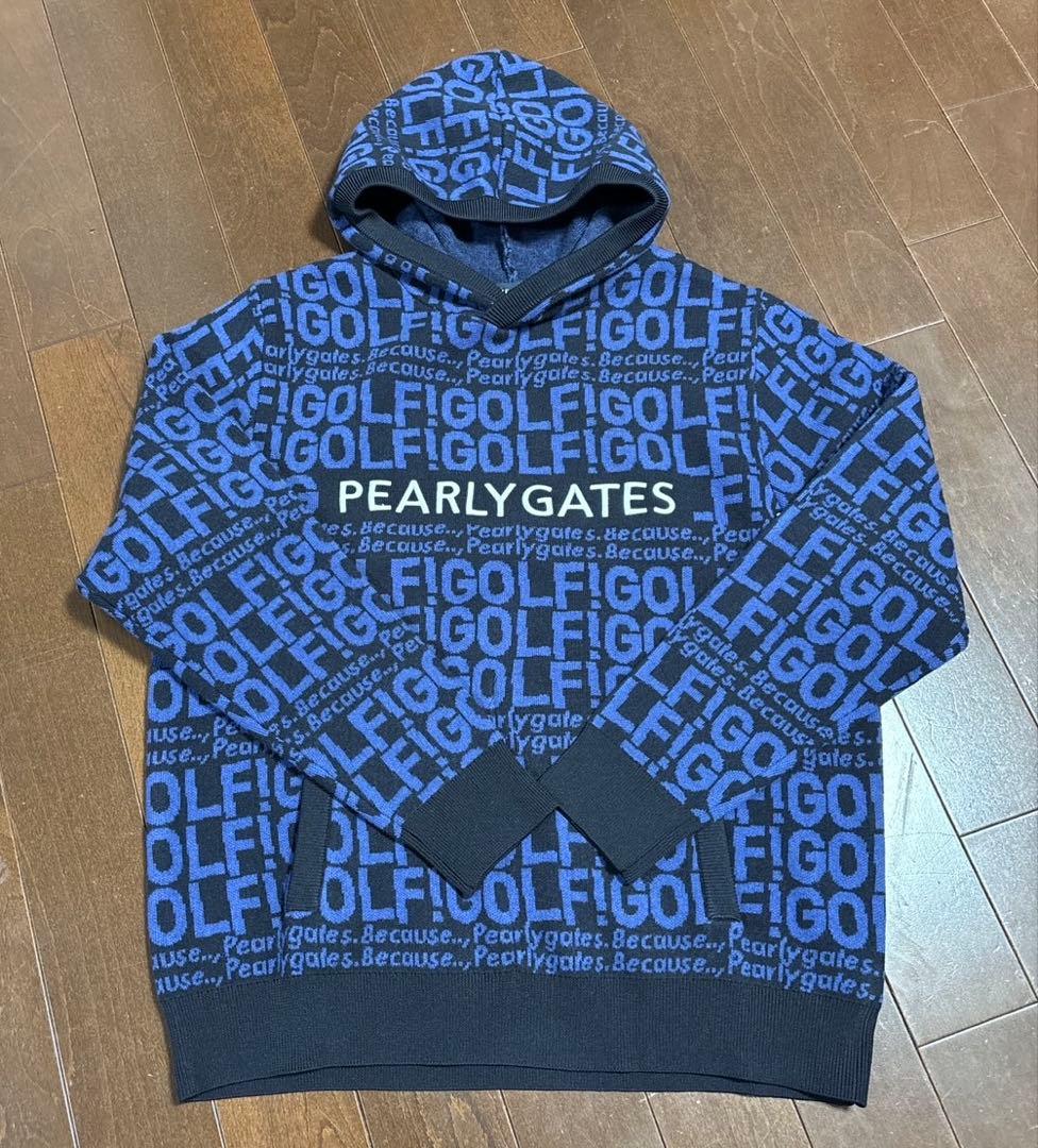 パーリーゲイツ GOLF柄カシミヤ入りジャガードパーカサイズ5