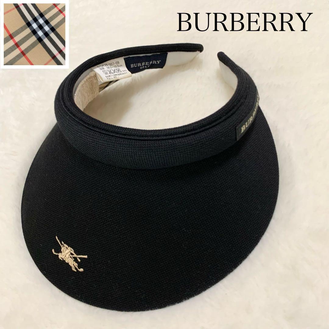 BURBERRY GOLF サンバイザー 黒 ノバチェック 美品 56～59cm