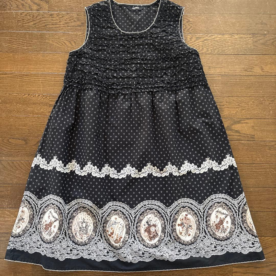 PINK HOUSE ブラック ノースリーブ チュニックワンピース ノースリーブワンピース｜ピンクハウスオフィシャルオンラインストア