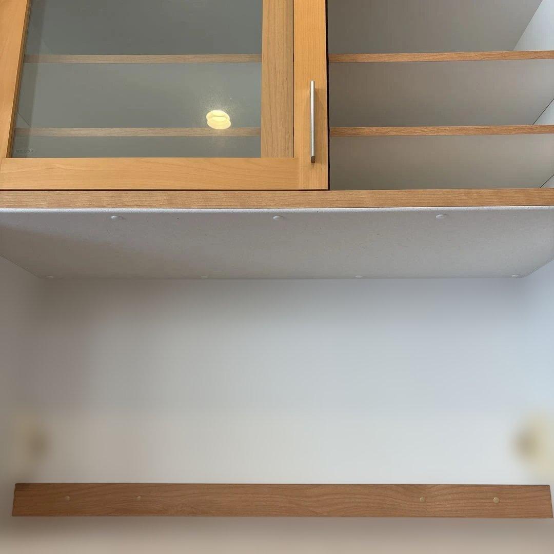 美品！堀田木工オープン食器棚ナチュラル木目調 食器棚 強化ガラス扉