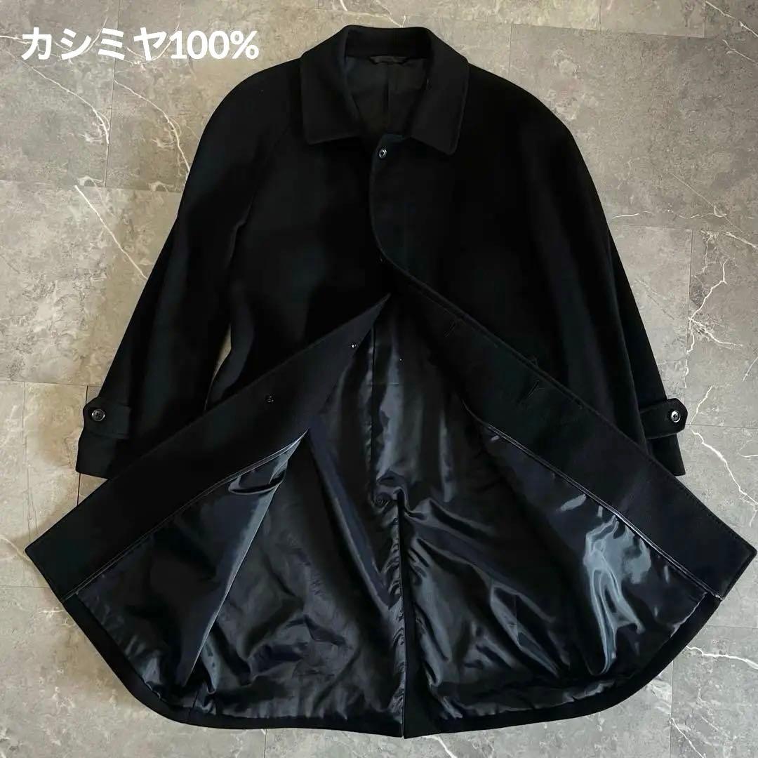 美品　高級カシミヤ100％　ロングコート ステンカラーコート 濃紺　ネイビー TAKEO KIKUCHI（タケオキクチ） ステンカラーコート コート カシミヤ