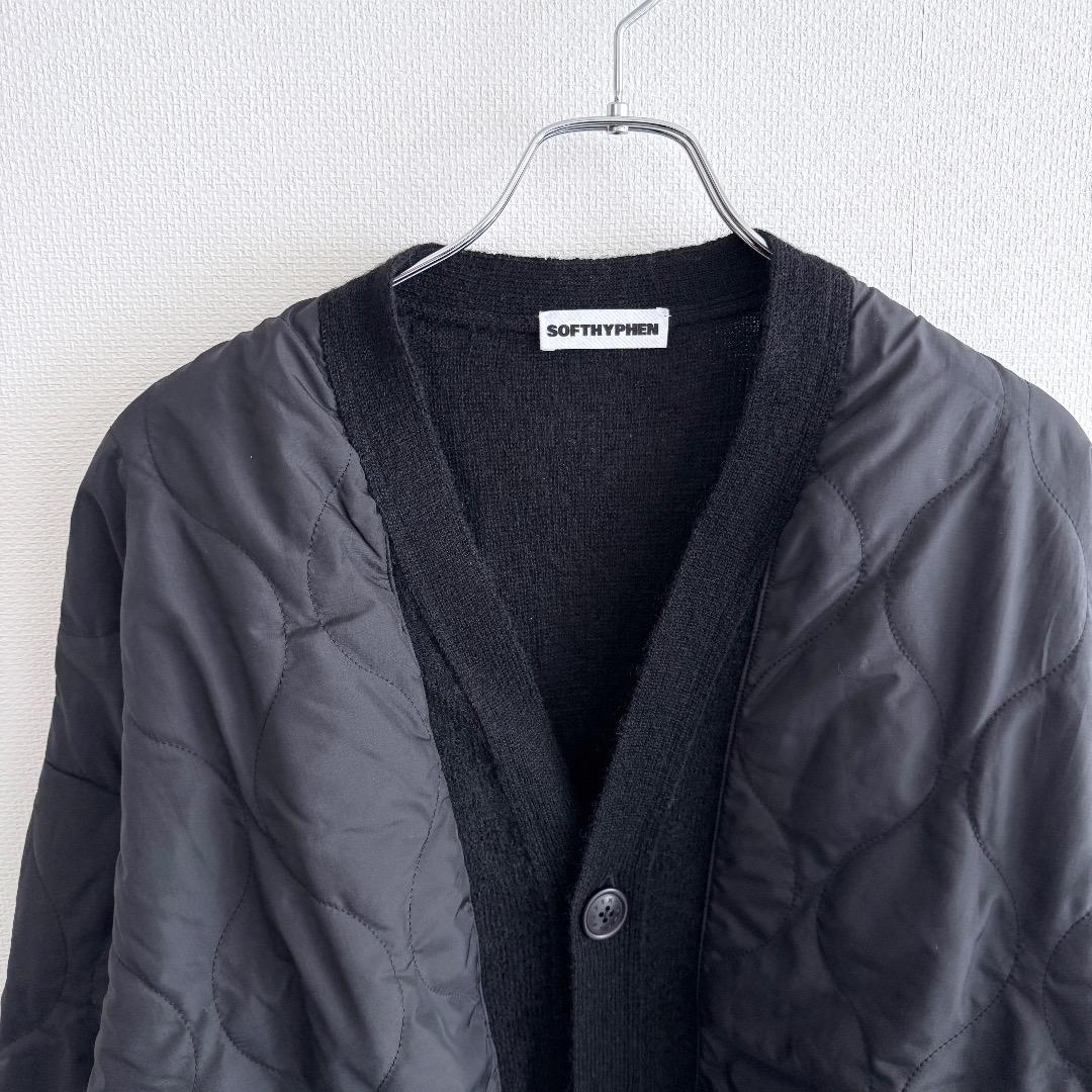希少 SOFTHYPHEN ニットダウンカーディガン 切り替え メンズ 01 S