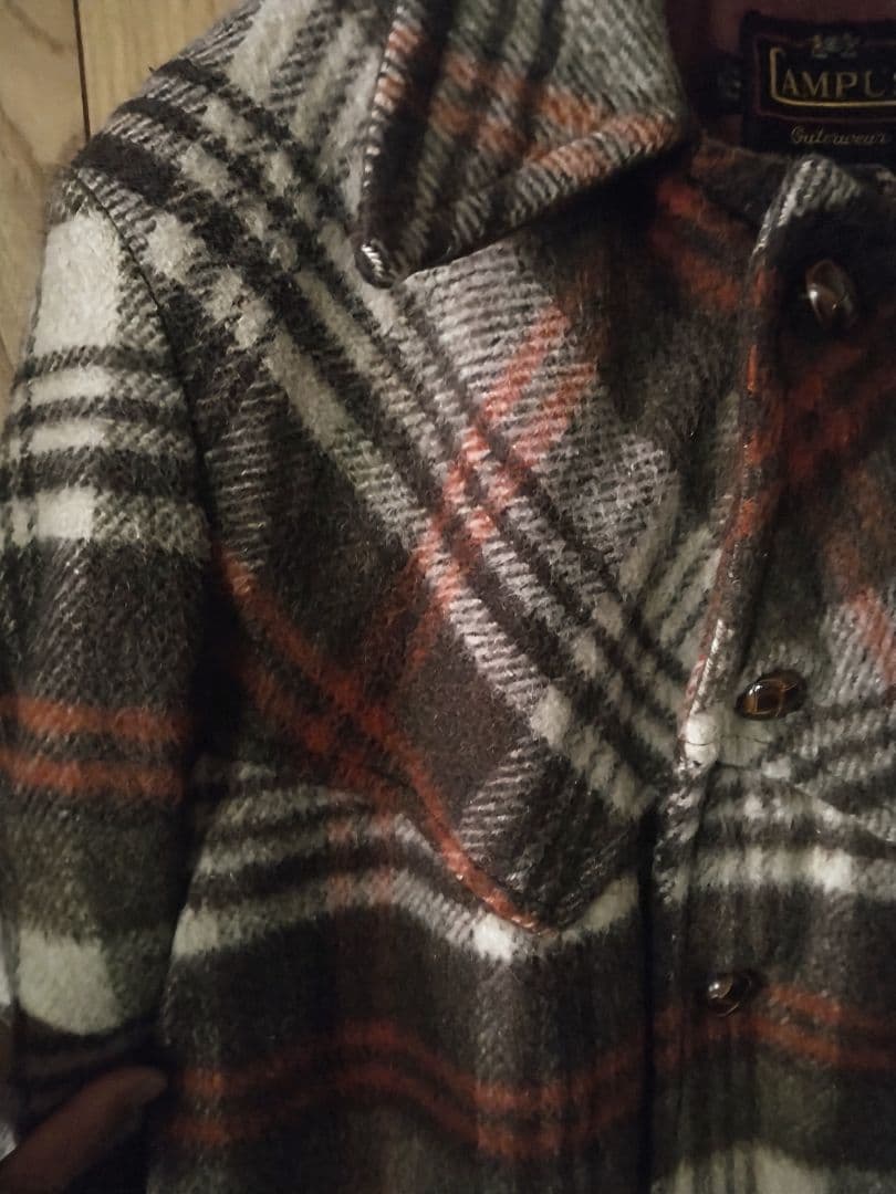 USA製44】60s CAMPUS ウールチェック ランチコート XL