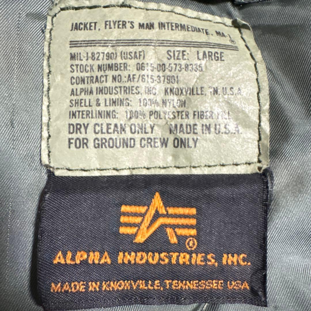 希少 90s usa製 ALPHA ma1 グランドクルー セージグリーン L - メルカリ