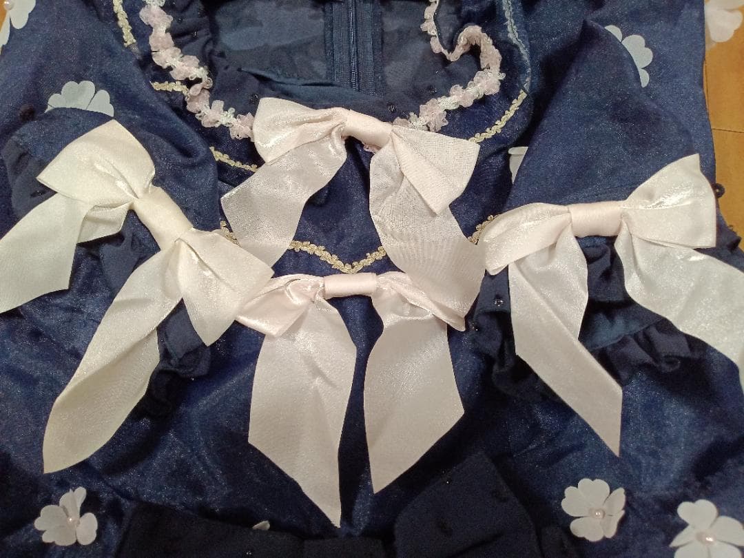 公*o様 BABY 星の花が降る夜ワンピース＆カチューシャ 紺色